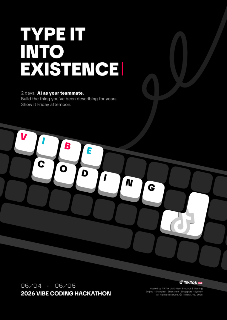 Vibe Coding Hackathon poster — keyboard