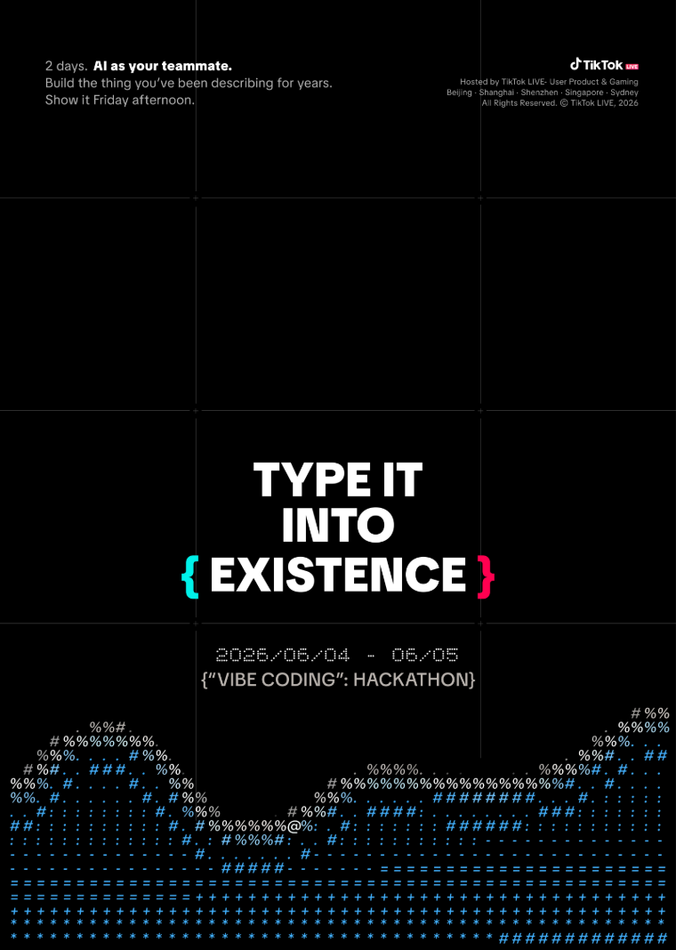 Vibe Coding Hackathon poster — keyboard angle