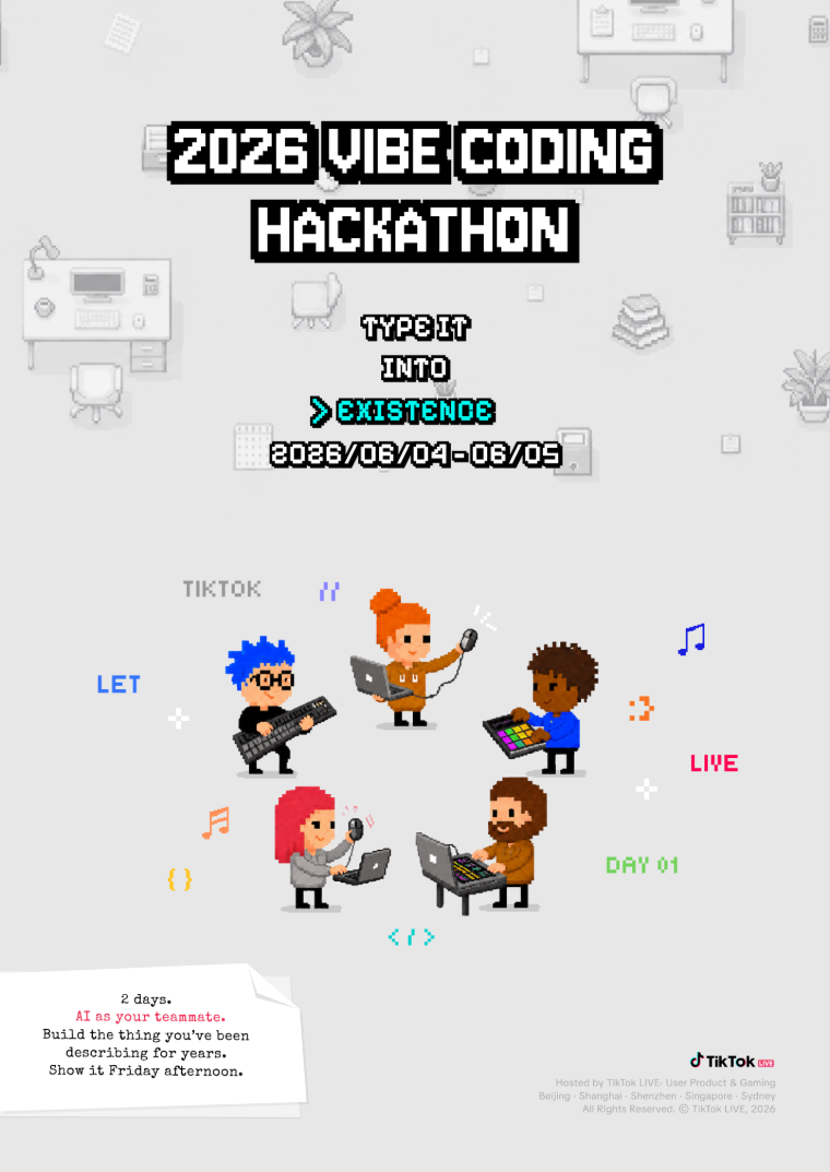 Vibe Coding Hackathon poster — ASCII portraits